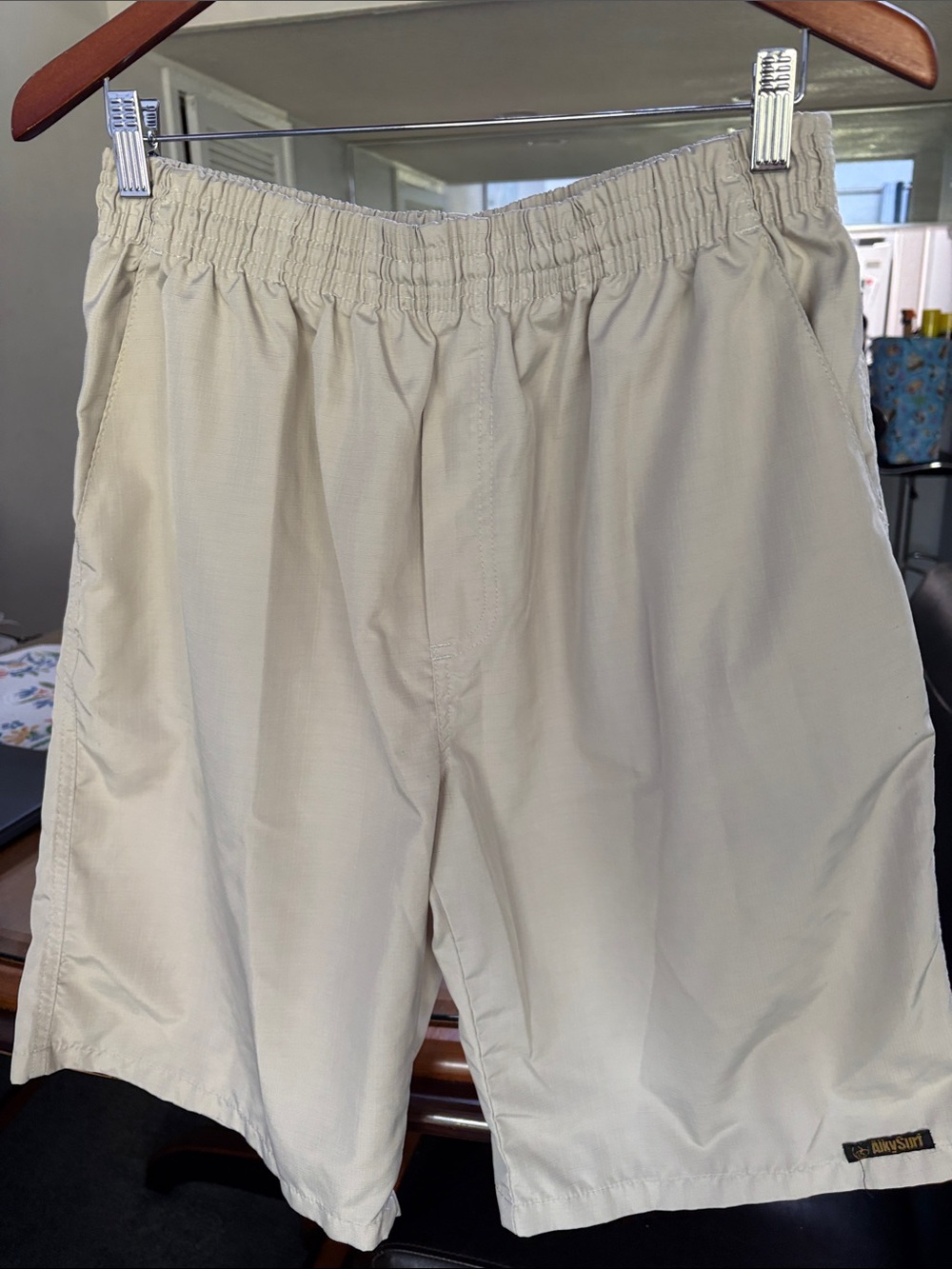 Men's Lightweight Elastic Waist Athletic Shorts - Beige